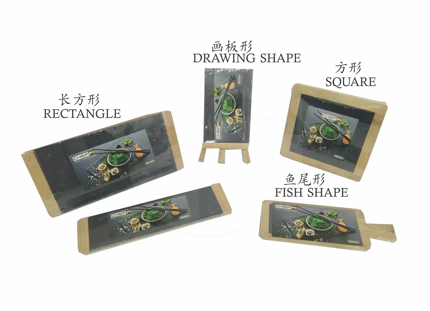 BSP-3813~2309<br>Fish Shape Bamboo-Slate Plate <br>鱼尾形板岩餐盘