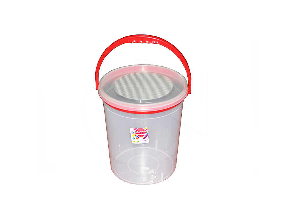 BW-229/R<br>Transparent Round Container W/Handle<br>透明红耳圆罐