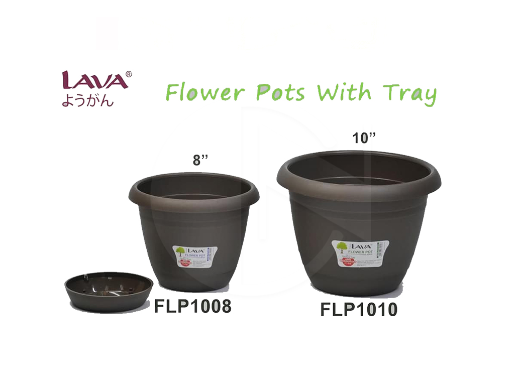 FLP1008, FLP1010<br>Flower Pots With Tray (Round)-Brown<br>花盆+盘 