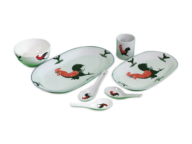 SU006-022<br>Por Rice Plate, Bowl (Chicken) Sets<br>"香蕉鸡"套装