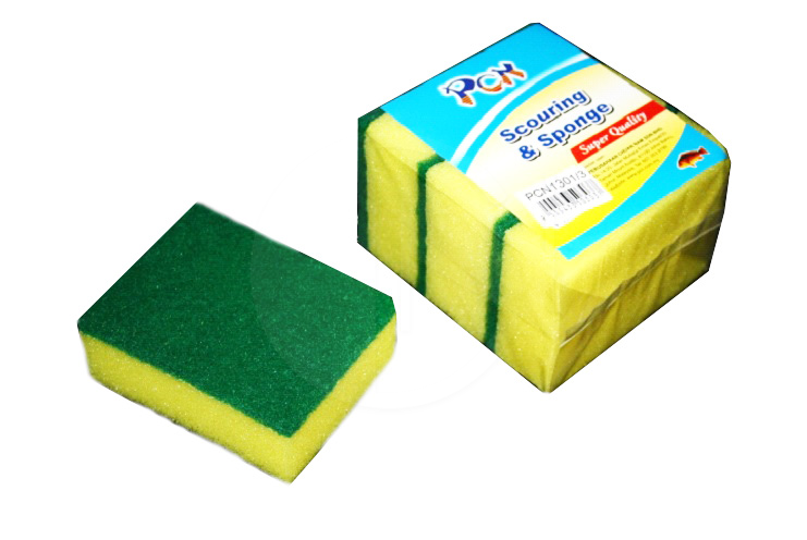 1301/3IM<br>3pcs Scouring Pad W/Sponge<br>三头青布海棉