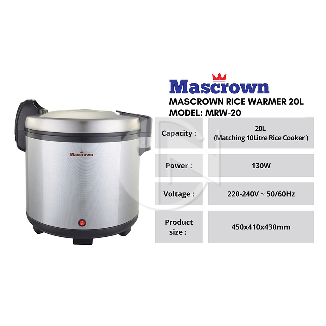 MRW-20<br>20Ltr Mascrown Rice Warmer<br>20公升 保温电饭煲 【*恕不退换*】