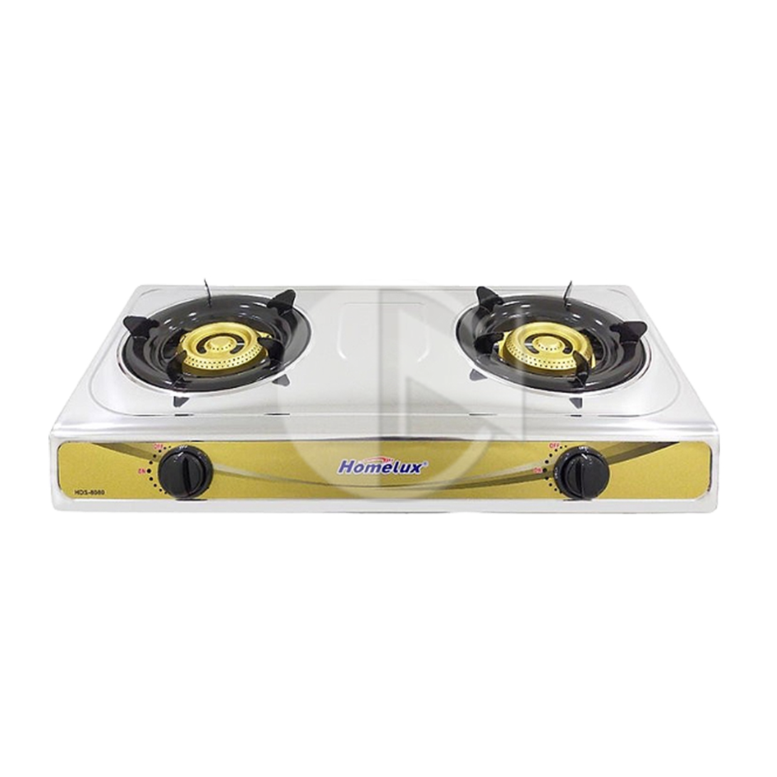 HDS-8080<br>S/Steel Double Burner<br>白钢双头煤气炉